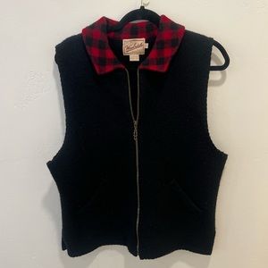 WOOLRICH vest with plaid collar